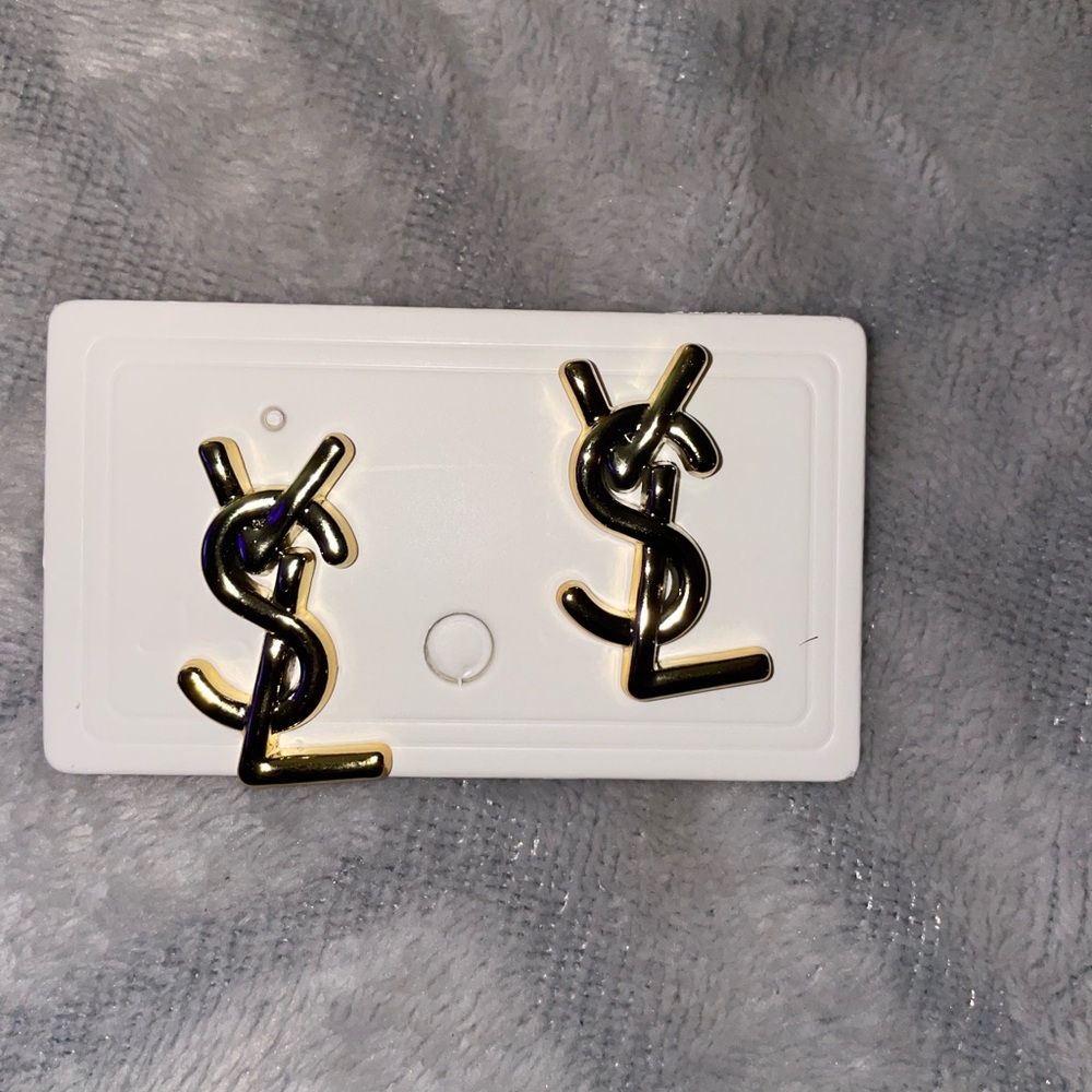 Gold and Black Logo Earrings